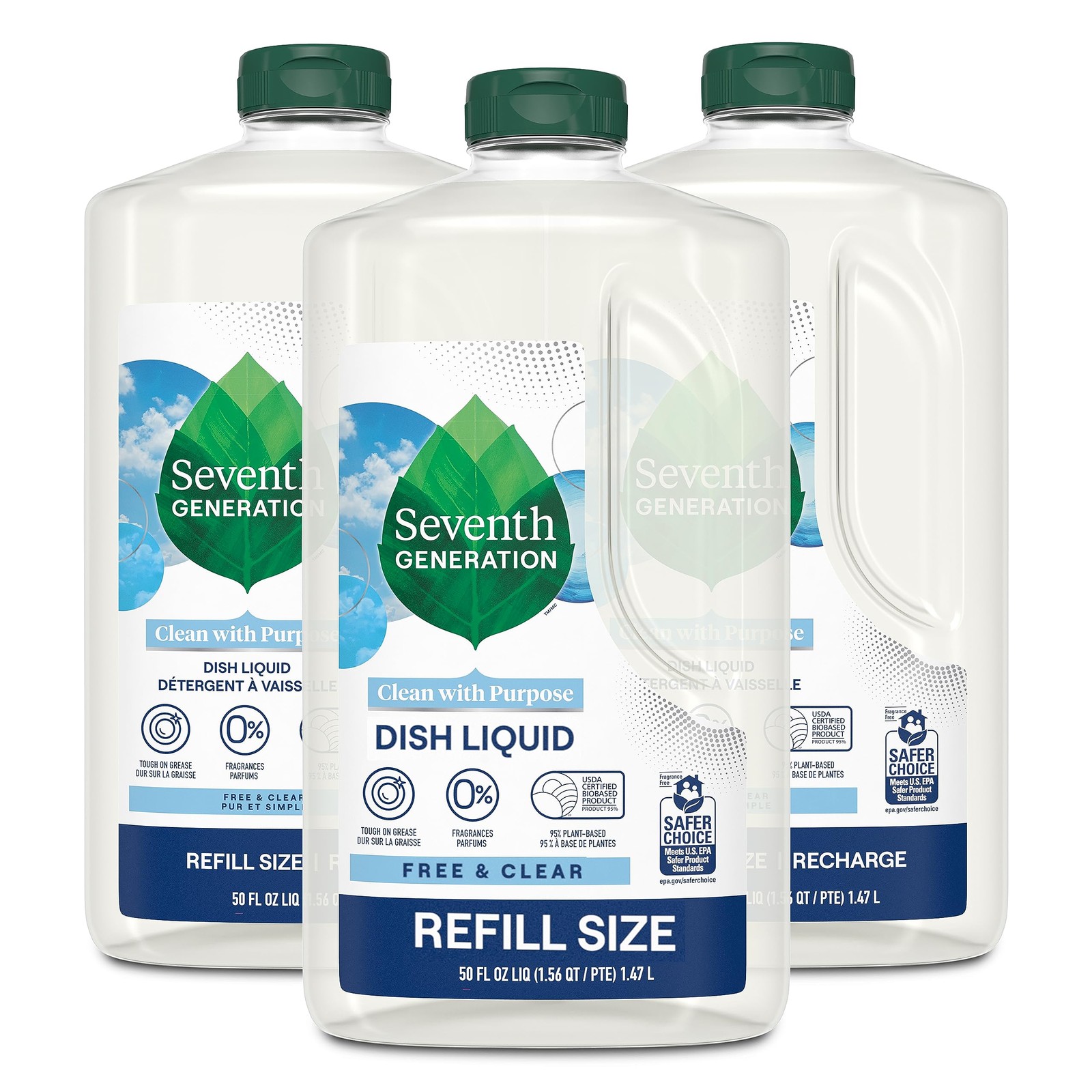 Seventh Generation Free & Clear Dish Liquid Soap Pack Of 3 Plant Based 50 Fl Oz gallery