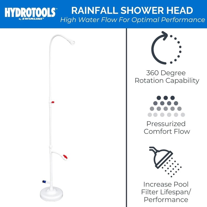 Convenient 7ft Poolside Shower: Adjustable Head & Foot Wash Feature Included gallery