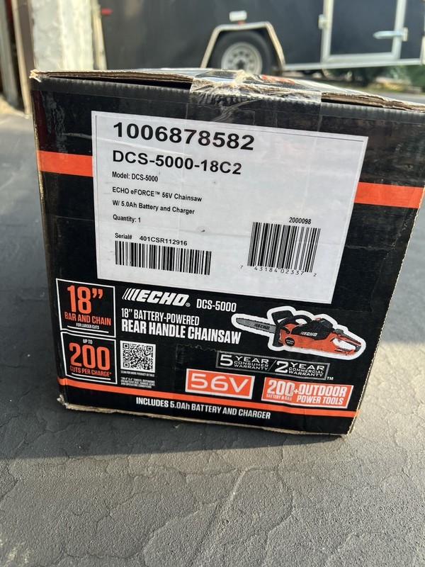 ECHO DCS-5000-18C2 56V 18" Cordless Chainsaw Kit w/ Battery & Charger gallery