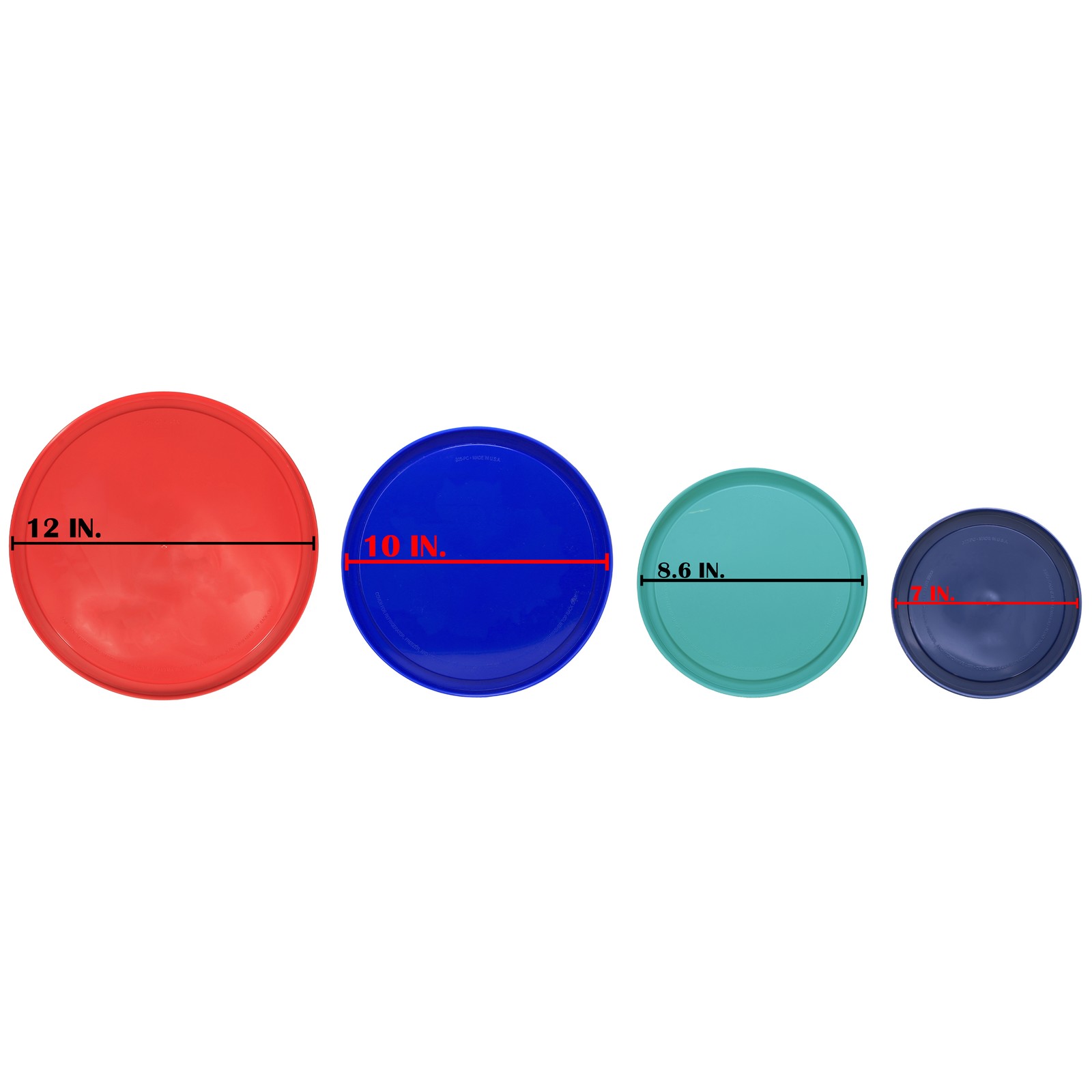 Pyrex 322-PC Blue, 323-PC Sun Bleach Turquoise, 325-PC Cadet Blue, 326-PC Red L gallery