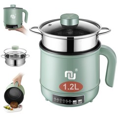 Smart Mini Hot Pot with Timer and Automatic Shut Off 1.2L Non-Stick green