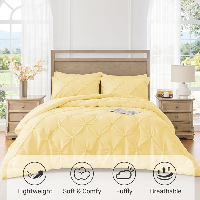 King Size Comforter Set Yellow - Lightweight Soft Pintuck Down gallery