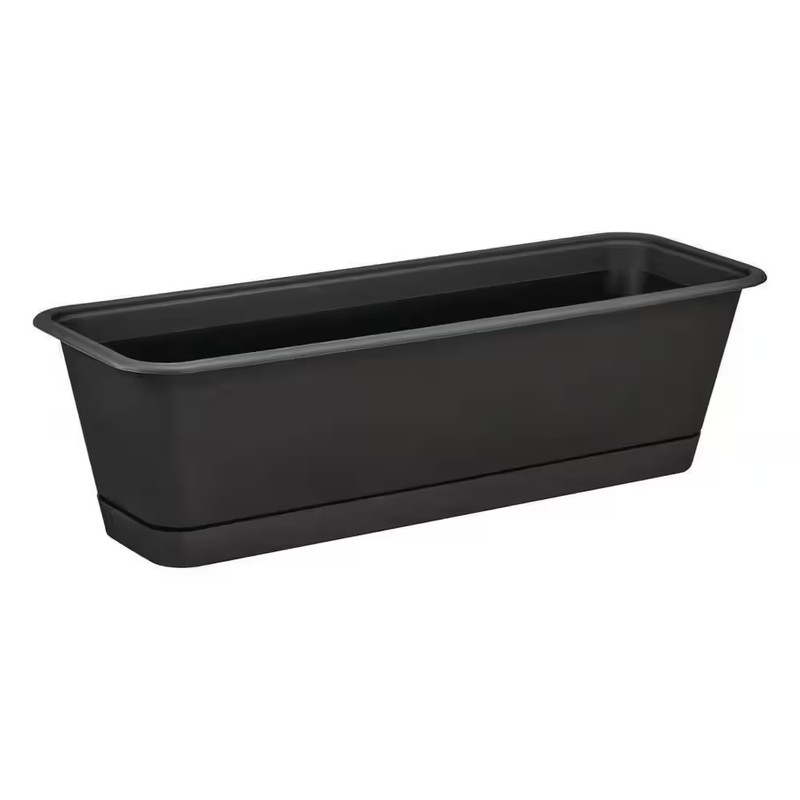 Antonella Black Plastic Rectangular Window Planter Box with Drainage Hole (24 In gallery