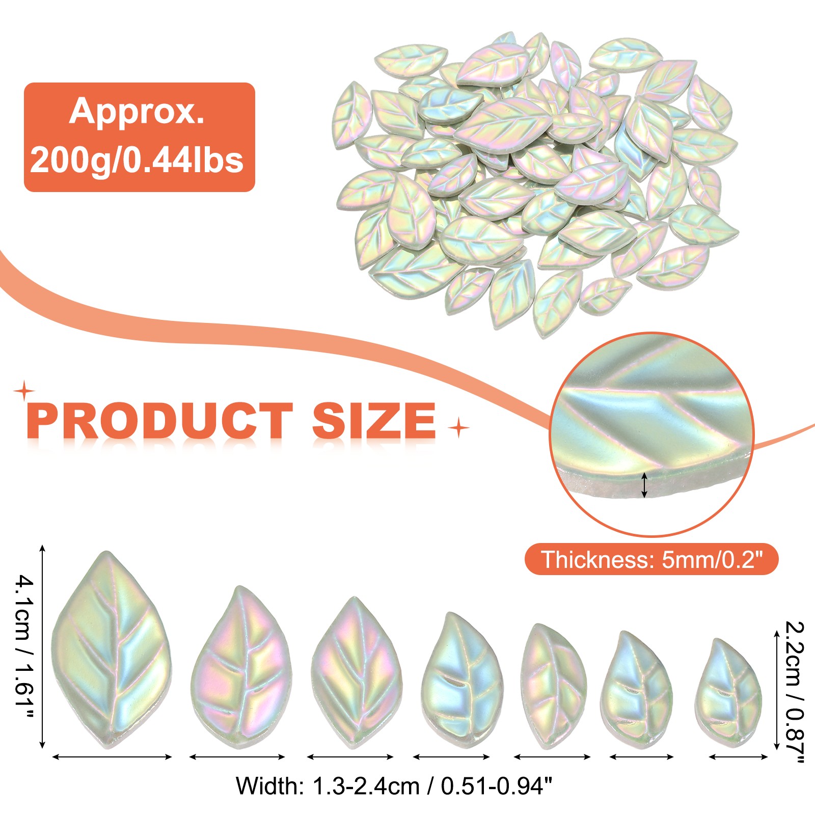 For Ceramic Mosaic Leaves 0.44LB, Light Green Iridescent for Crafts gallery