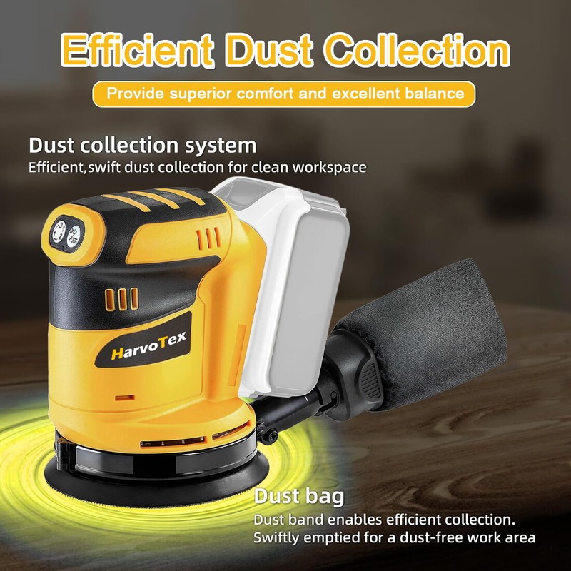 Cordless 5’’ Random Orbital Sander for Dewalt 20V Battery 3-speed 11000 RPM gallery