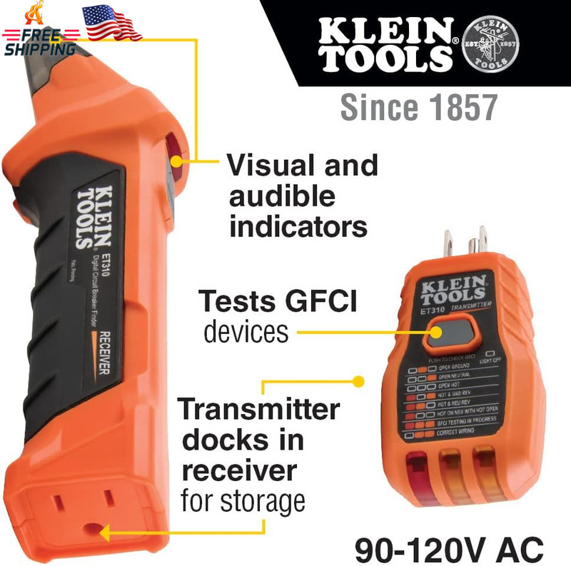 Klein Tools ET310KIT AC Circuit Breaker Finder Kit, Electric Tester, GFCI Tester gallery
