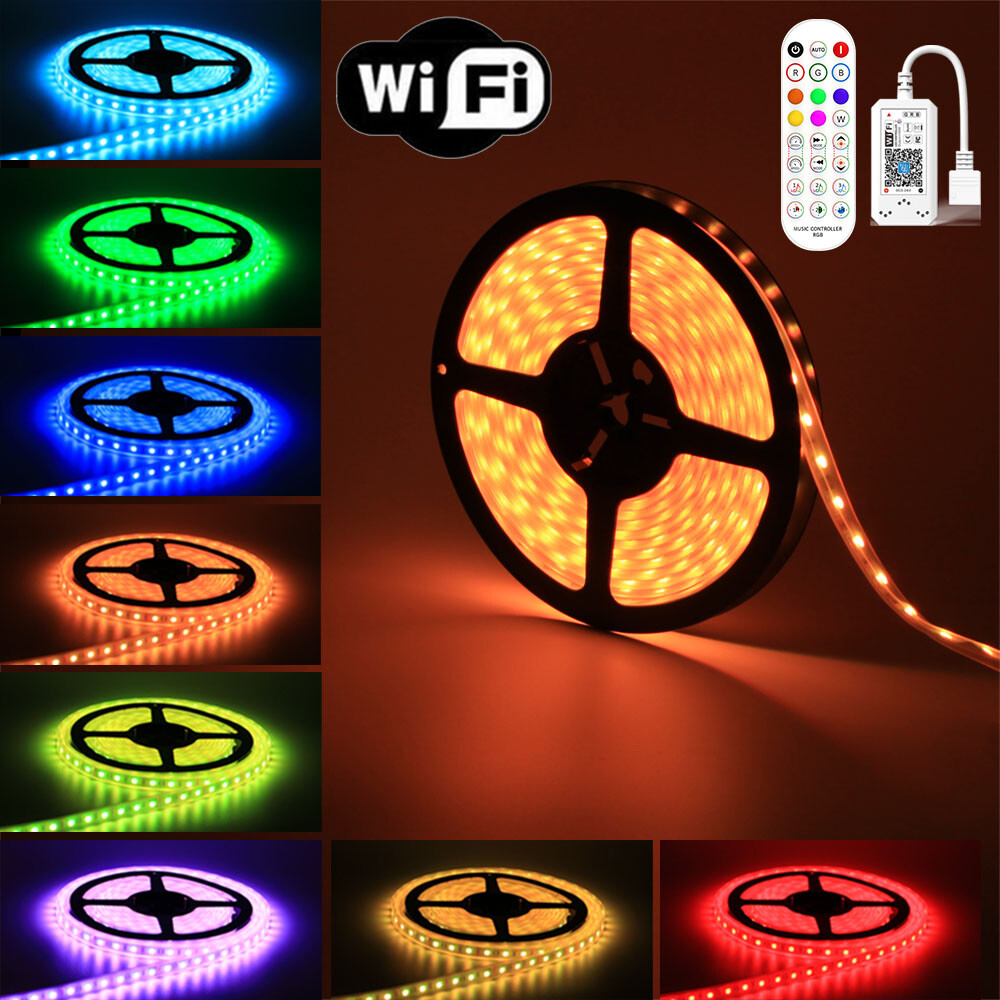 1~100FT/Roll RF WiFi Music Sync RGB 5050 LED Strip Light Waterproof 12V PSU gallery