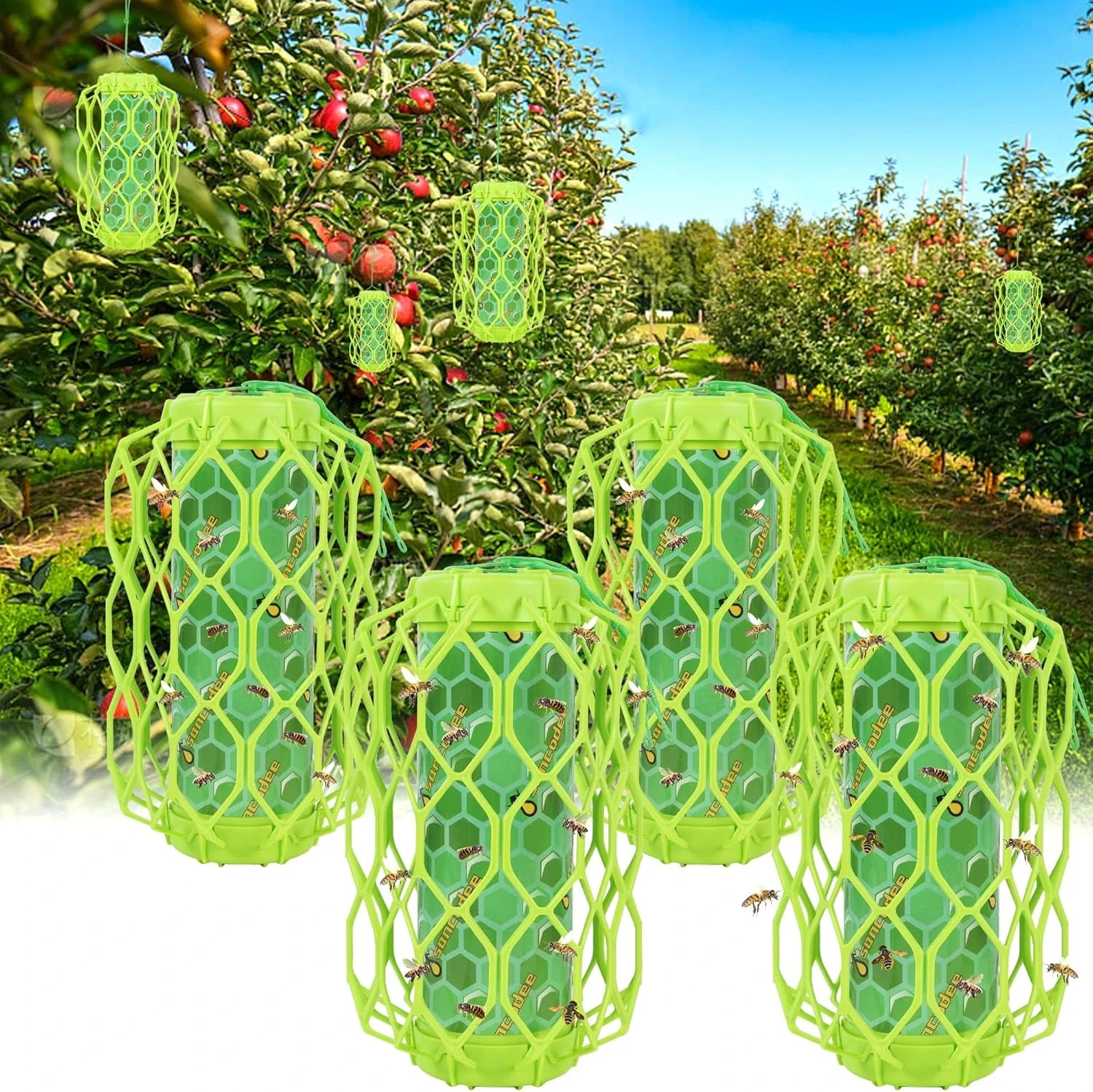 4 Pack Upgraded Wasp Trap Outdoor Hanging, Carpenter Bee and Hornet Catcher, Reu gallery