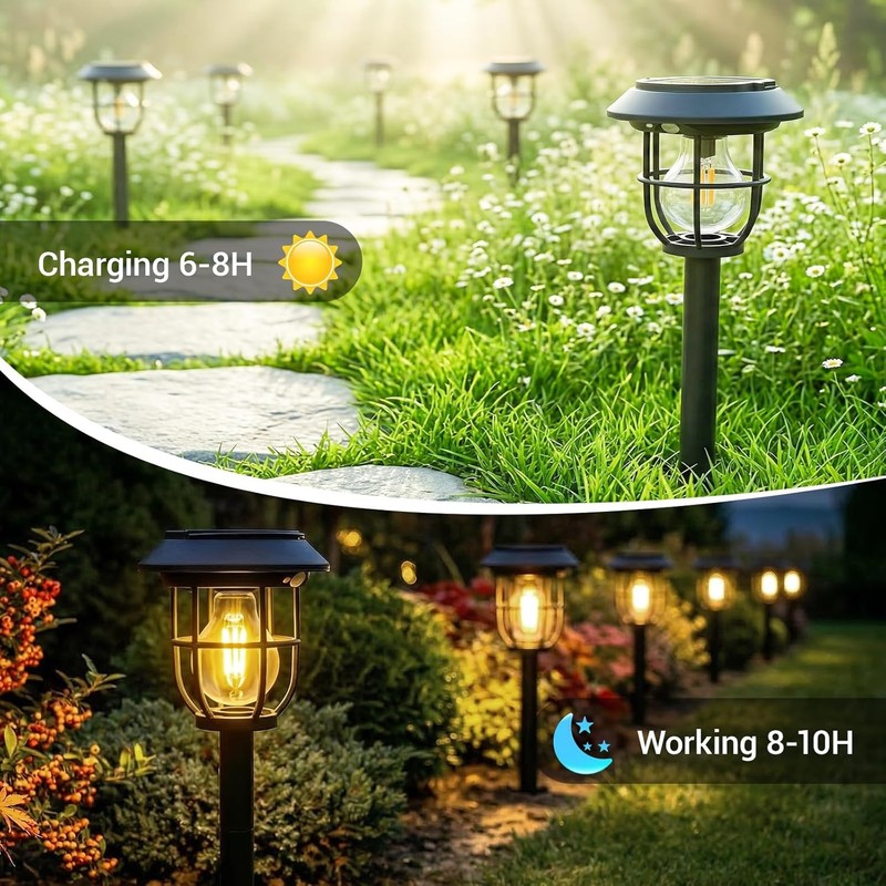 Solar Garden Path Motion Sensor Stake Light Lantern Outdoor Lawn Landscape Lamp gallery