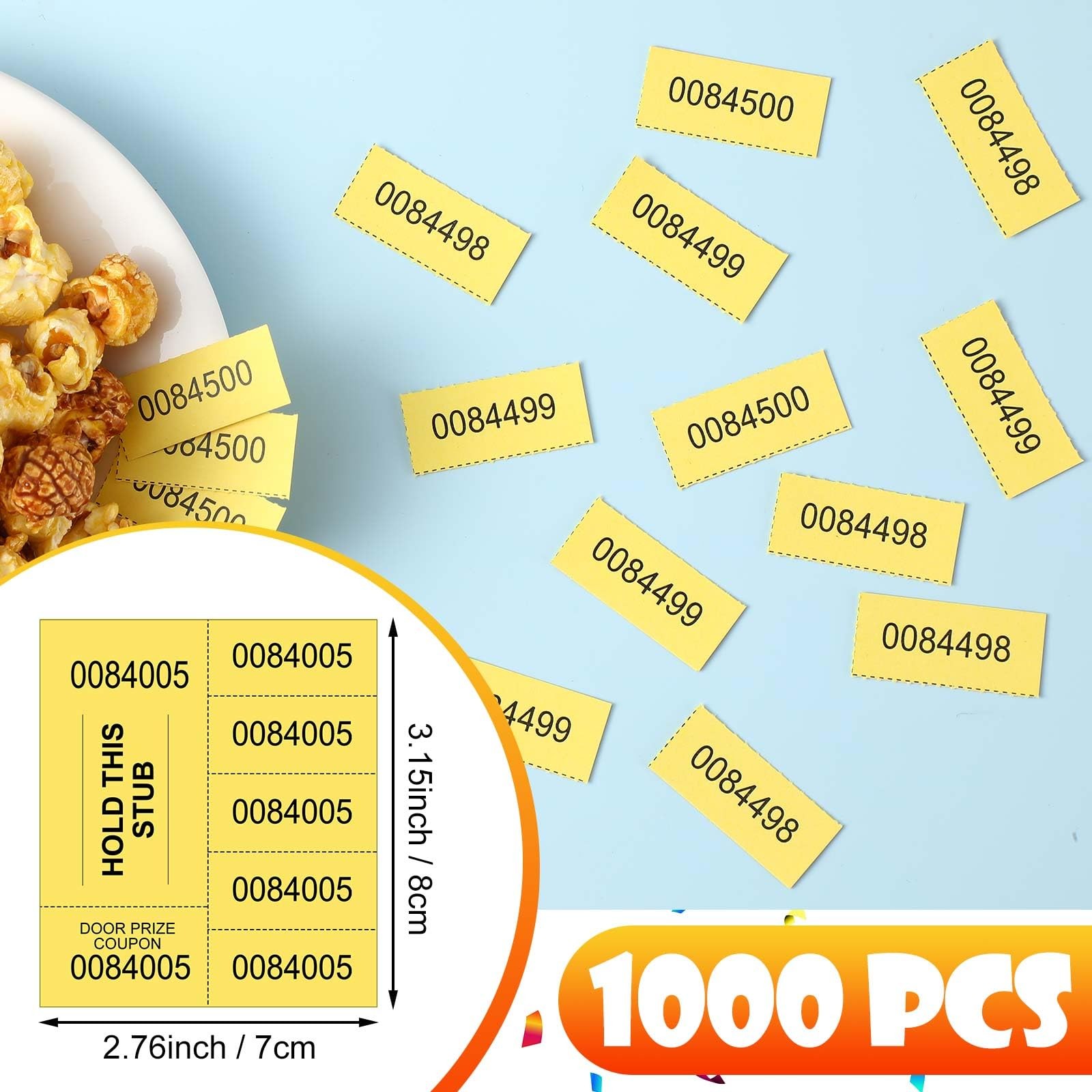 1000 Sheets Raffle Tickets Dark Yellow Chinese Auction 5 Bid Numbers Per Sheet gallery