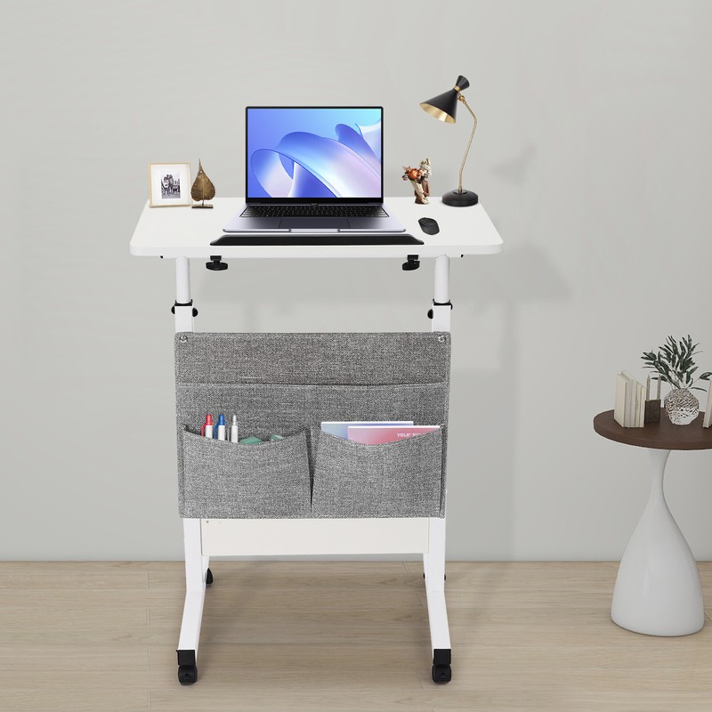 Rolling Laptop Desk Office Computer Table Adjustable Height Stand up w/ Storage gallery