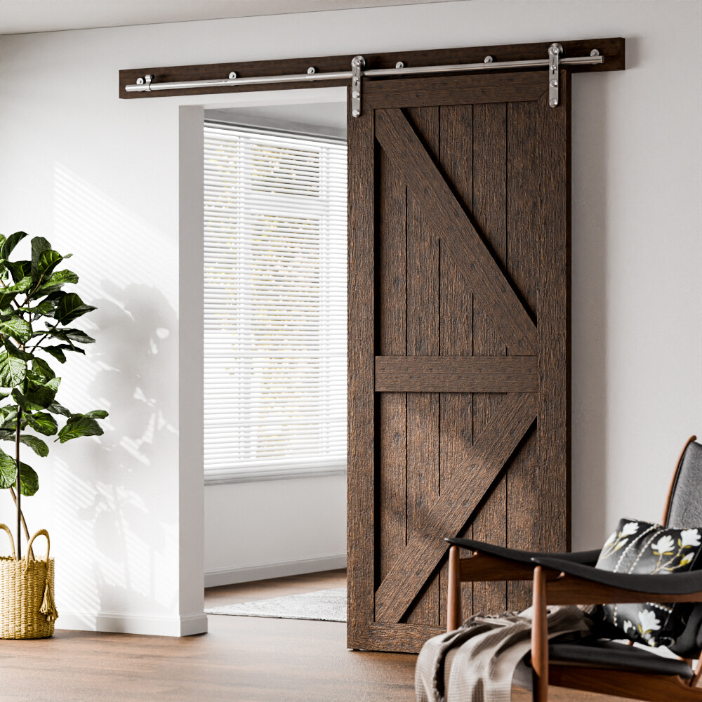 4FT-20FT Stainless Steel Sliding Barn Door Hardware Kit for Single/Double Door gallery
