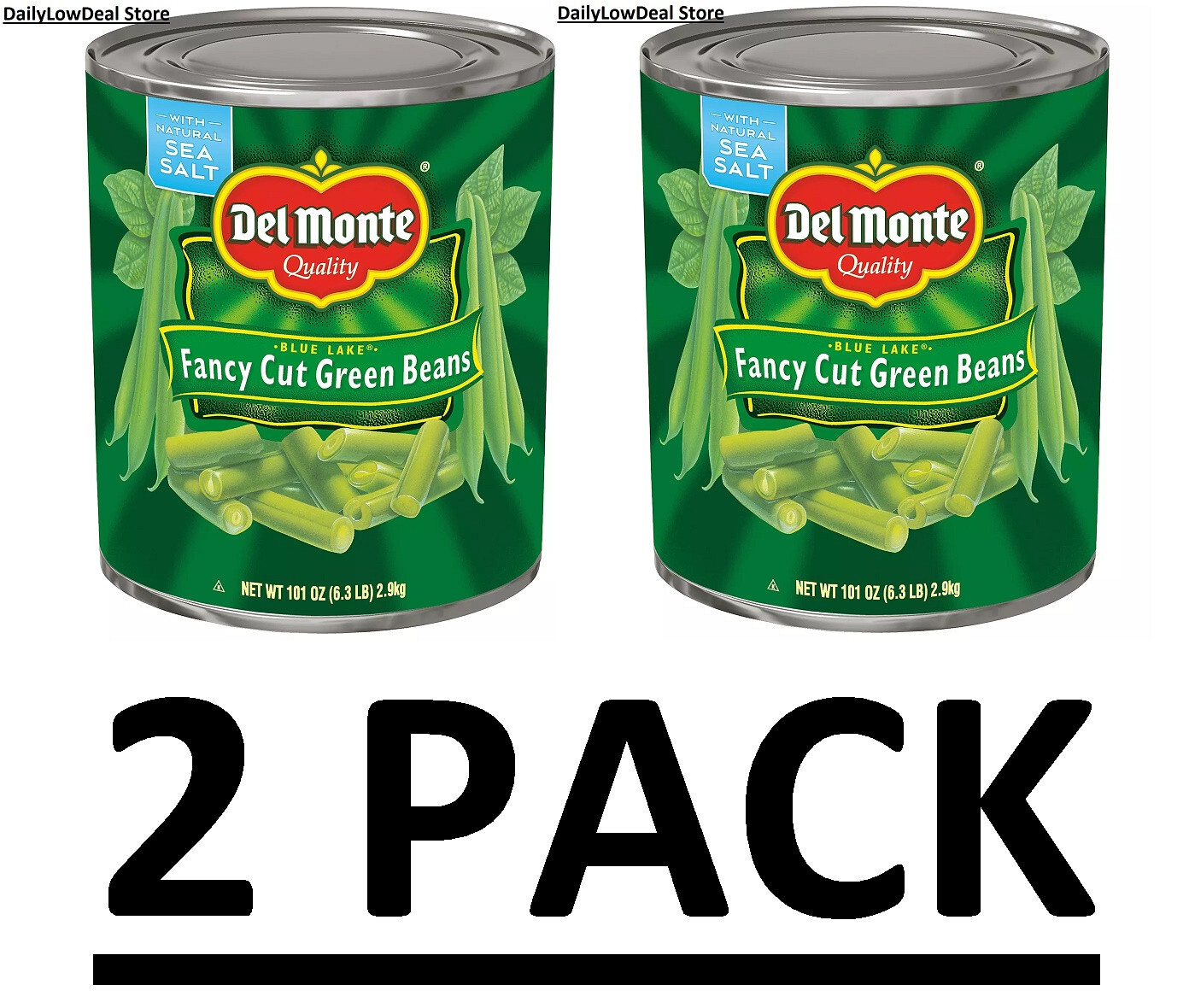 2 PACK - Del Monte Fancy Cut Green Beans 101 oz. (Total 202 oz) FREE FAST SHIP!! gallery