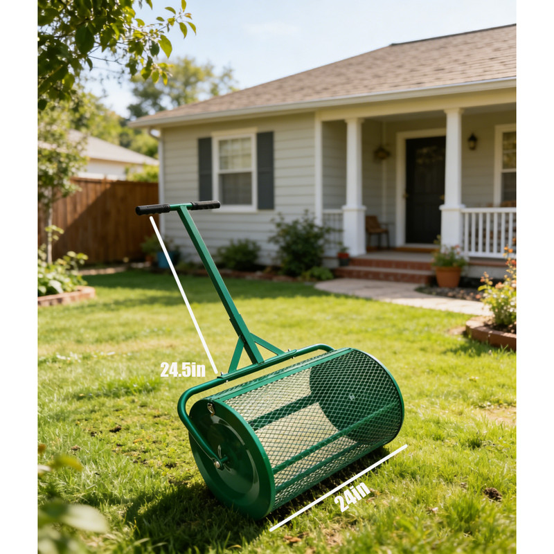 24In Compost and Peat Moss Spreader Roller Top Dressing Lawn and Garden Spreader gallery