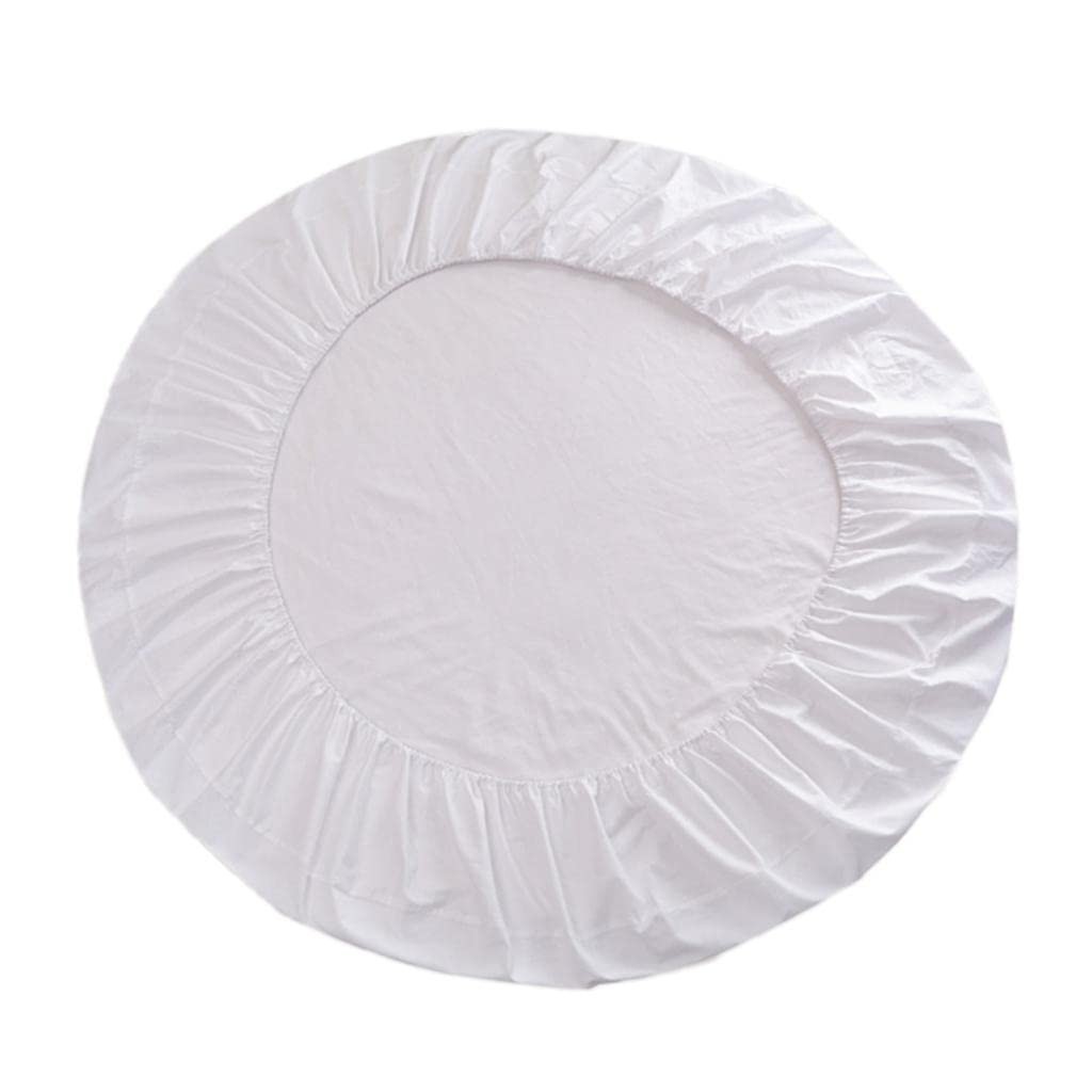 4 Piece Round Bed Sheet Set - Solid White 600 TC Cotton Pocket Up to 20 Inch - gallery