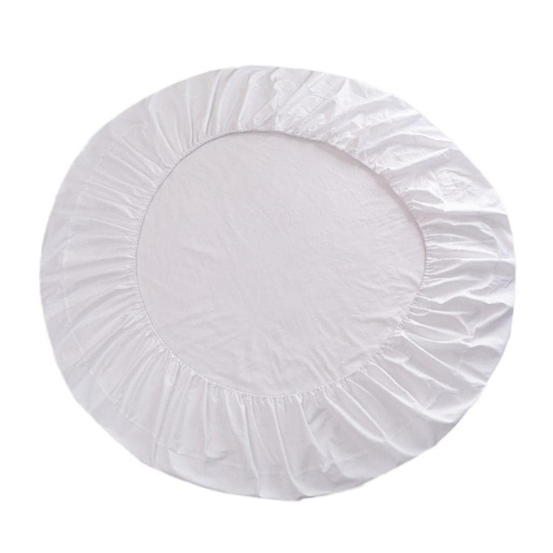 4 Piece Round Bed Sheet Set - Solid White 600 TC Cotton Pocket Up to 20 Inch - gallery
