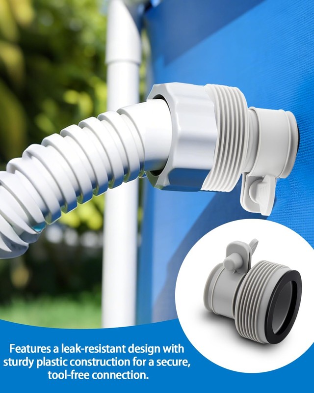 2 Pack Pool Hose Adapter Type B, 1.25" to 1.5" Conversion 2*2.2 in, Gray gallery