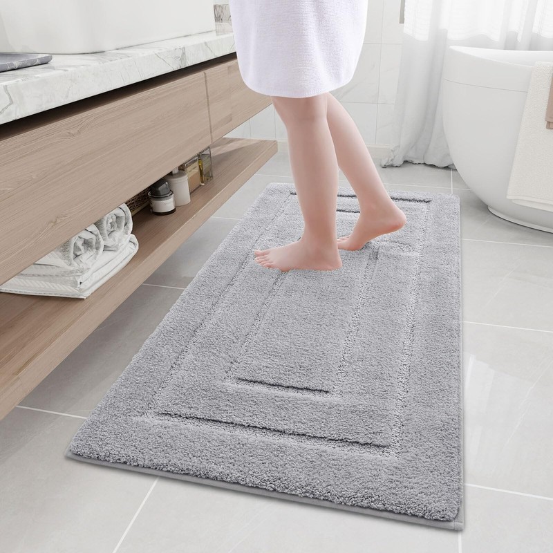 Buganda Microfiber Bathroom Rugs, Bath Rug Size 24 x 16 and 47 x 24in Grey, 2... gallery