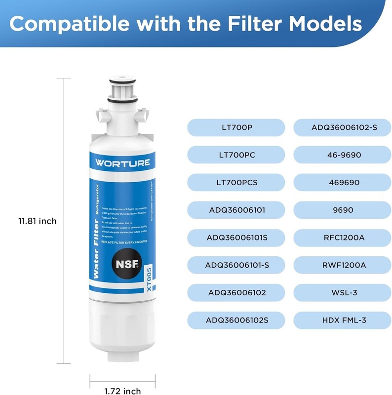 3 Refrigerator Water Filter, NSF 42 Certified, Replacement for LG Fridge Filters gallery