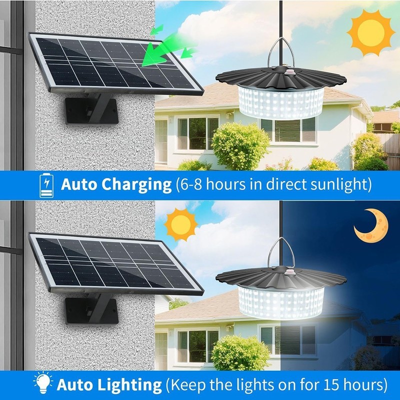 Solar Pendant Light Outdoor Indoor Hanging Light Waterproof for Barn Shed Garden gallery