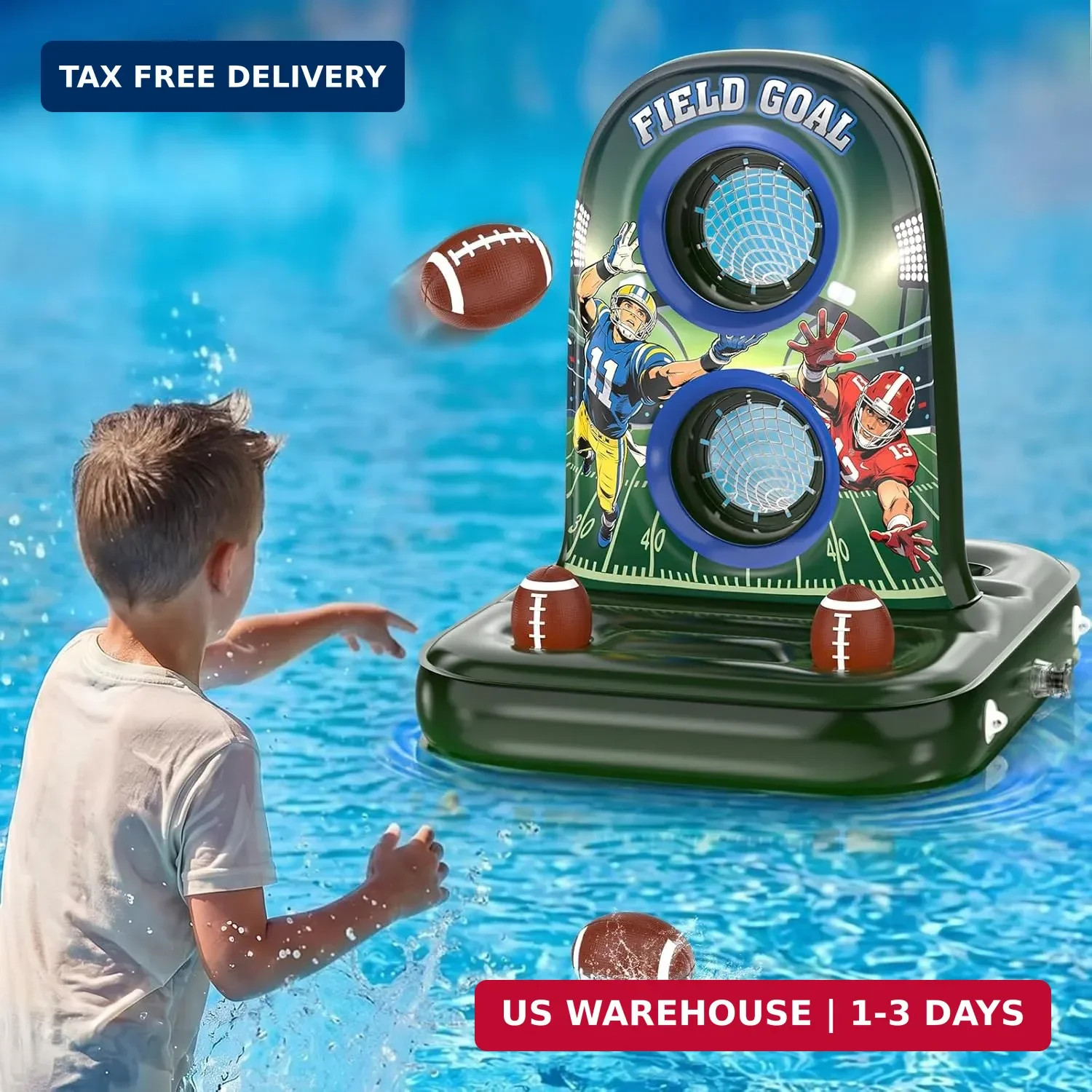 Pool Football - Inflatable Pool Toys for Kids Ages 8-12 with Stable Base and 4 B gallery