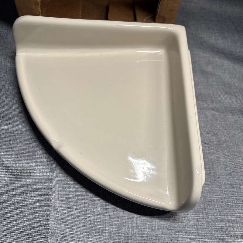 Porcelain Shower Corner Shelf Bone VTG. NOS Lenape Large (P-1704) New In Box gallery