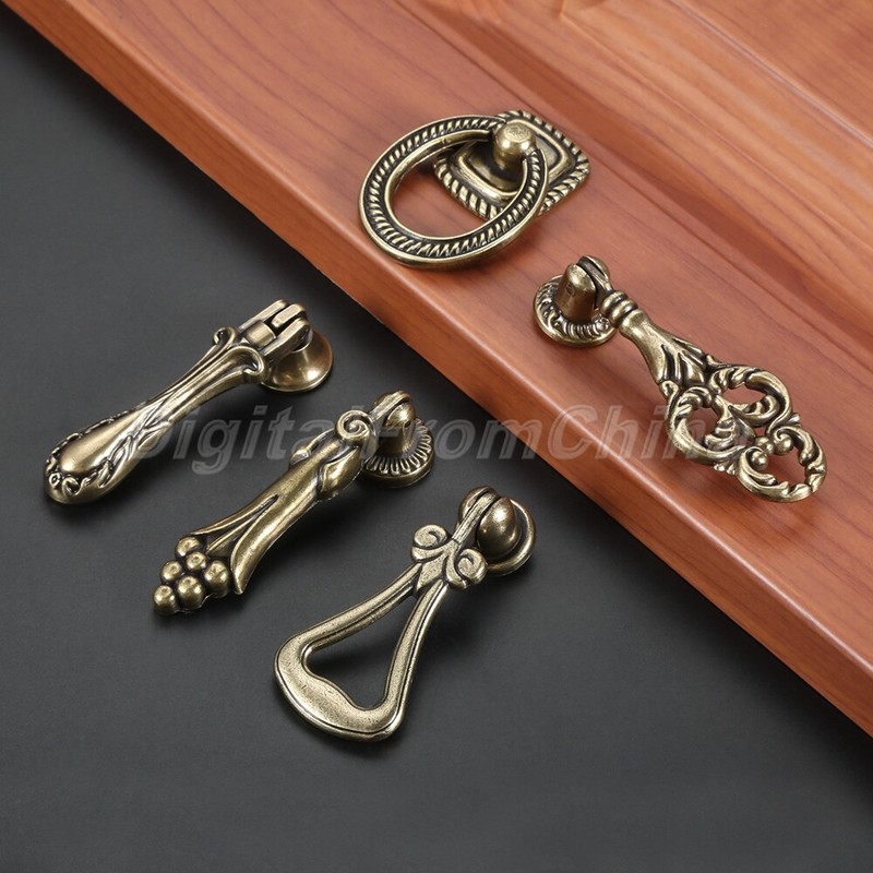 Antique Bronze Drop Ring Door Pull Handle Drawer Kitchen Cabinet Cupboard Knob gallery