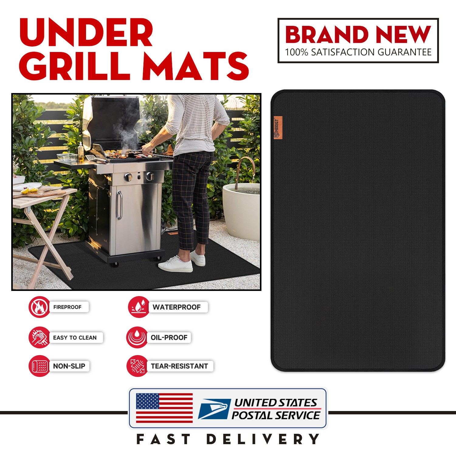 48"x30" Fireproof Under Grill Mats for Outdoor Easy to Clean Reusable for Deck gallery