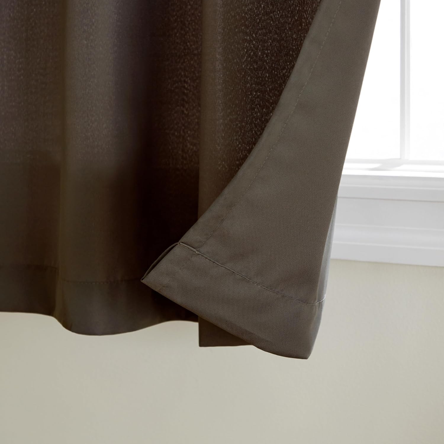 Cabana Solid Curtains 54"x84" Chocolate, Grommet Top, Water Repellent, 2-Pack gallery