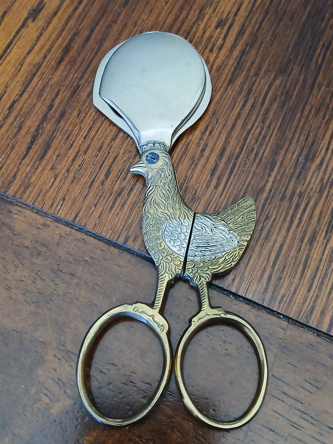 Dreizack Solingen Germany Egg Scissors Chicken Shaped Gold and Silver Tone gallery