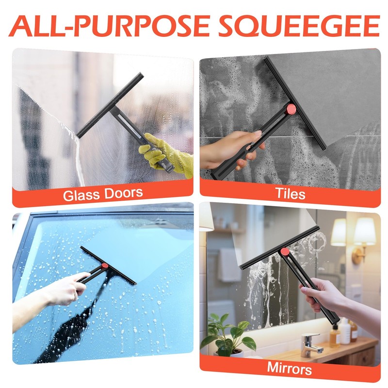 Upgraded Shower Squeegee for Glass Doors with 2 Pack Multi-Purpose 360° Rotat... gallery
