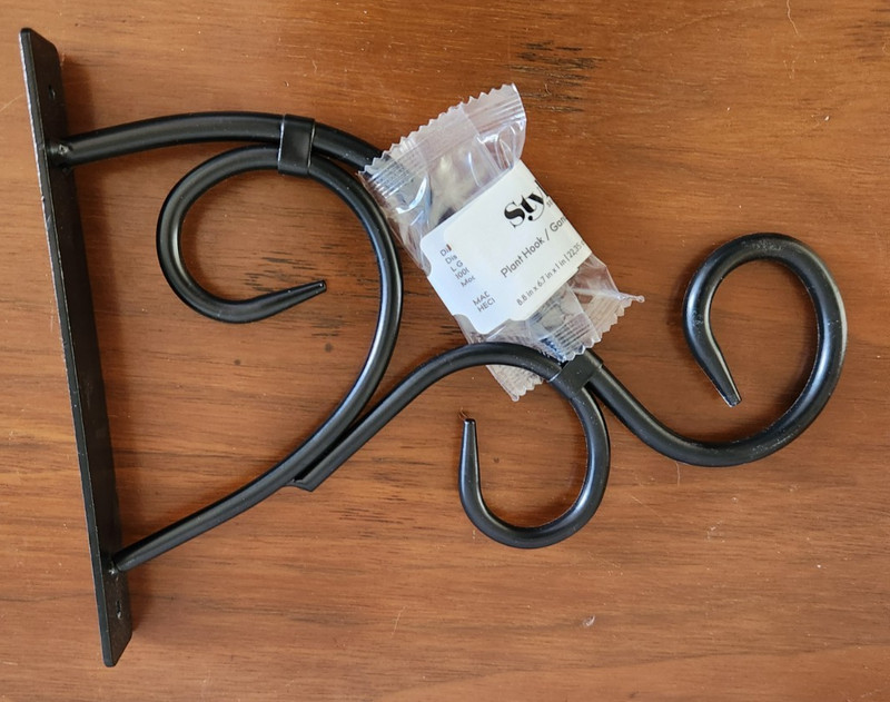 Cast Iron Scroll Plant Hook Flower Basket Hanger Antique Black New 8" Cottage gallery