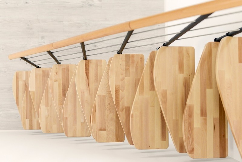 Indoor Space-Saving Straight Staircase Kit Central Stringer Beech Alternate Step gallery
