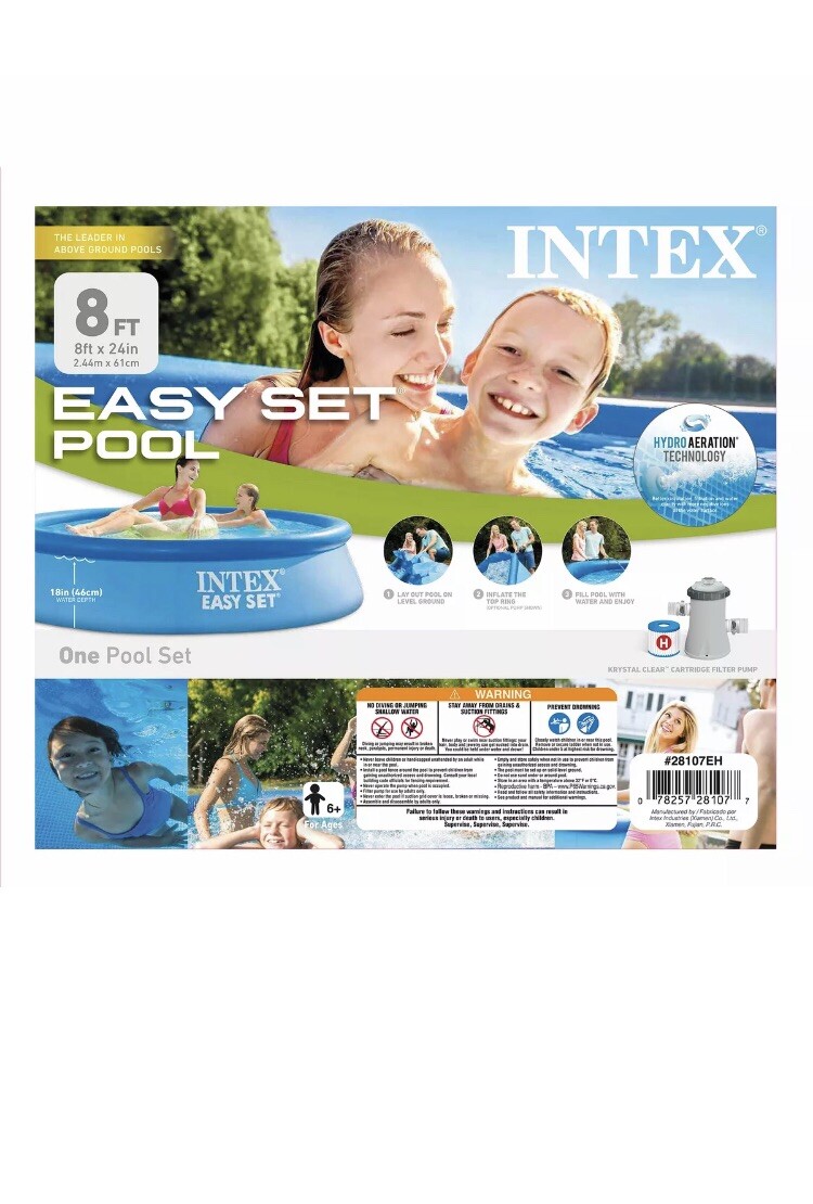 Intex 8 x 24 Inch Easy Set Inflatable Swimming Pool with Filter, Blue gallery