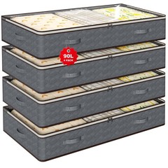 90L Under Bed Storage Containers,4-Pack Closet Organizers and Storage Bins,fo…