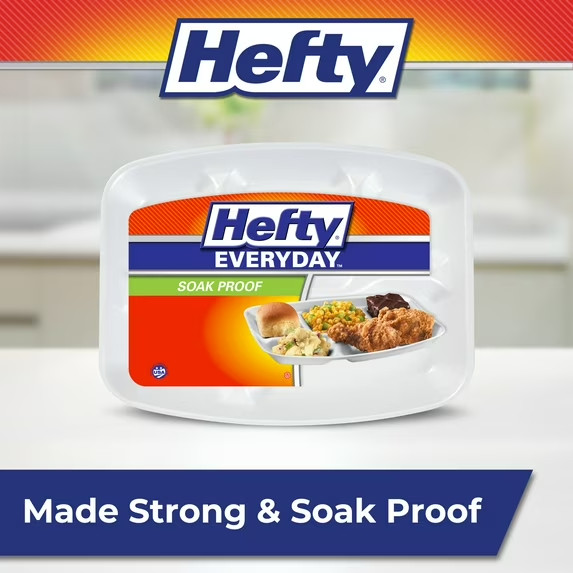 Hefty Everyday Soak Proof Compartment Foam Trays, 9 x 11 inches, 40 Count gallery
