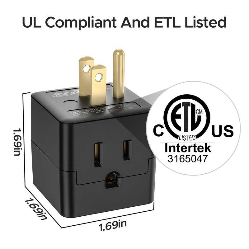3-PACK Adapter, Multi Plug Wall Outlet Extender, Grounded Wall Tap Power Plug gallery