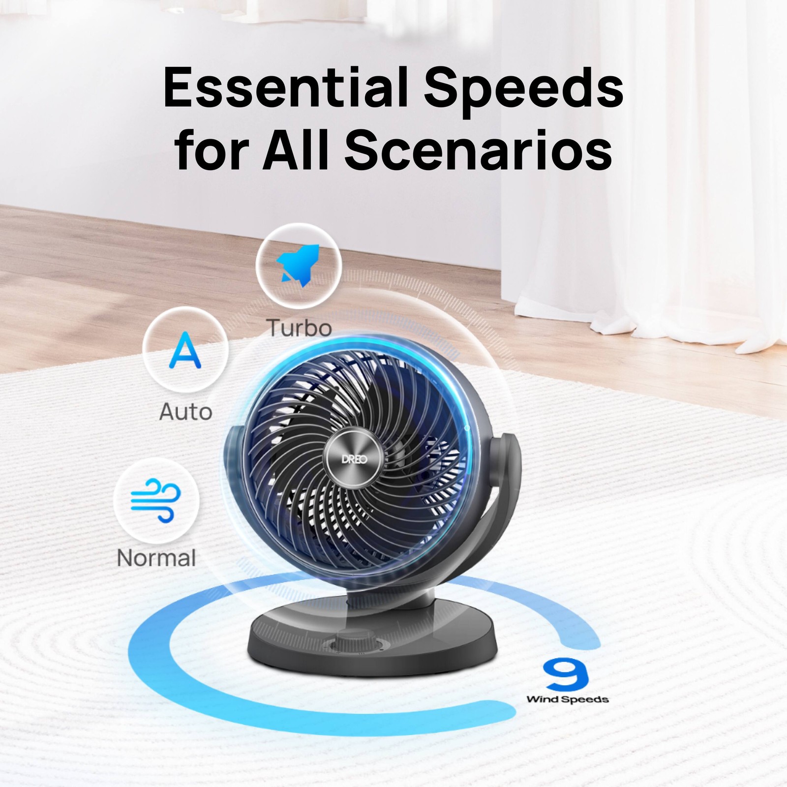 DREO - 70ft Powerful Airflow, 28db Quiet Table Air Circulator Fans for Whole ... gallery