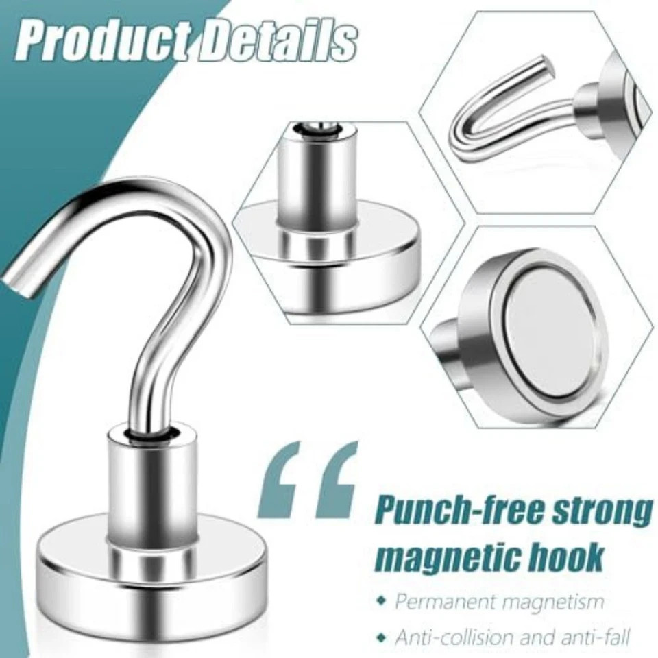 32 Pack Magnetic Hooks Heavy Duty, 25 lbs Strong Magnet Hooks - Multipurpose gallery