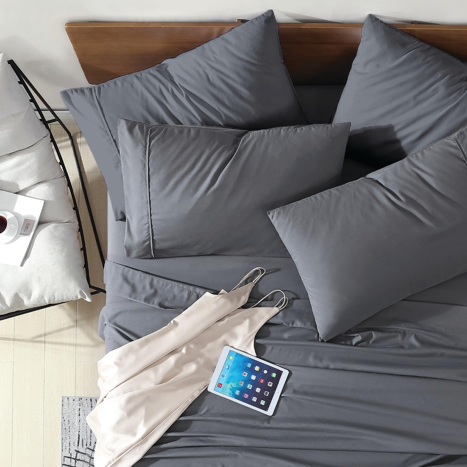 Swift Home Queen Ultra-Soft Brushed Microfiber 6-Piece Bed Sheet Queen, Grey gallery