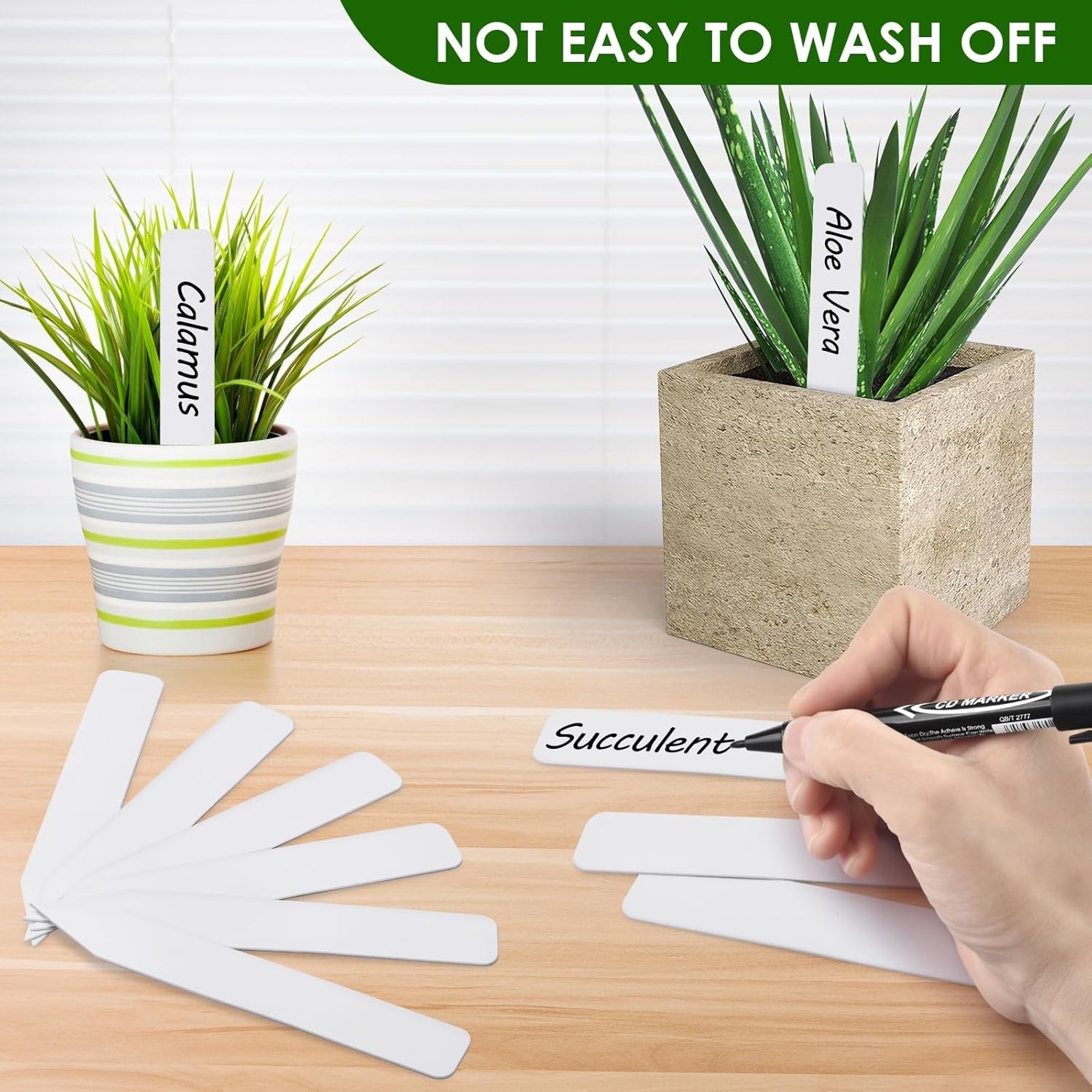 100Pcs 4 Inch Plant Labels,Plastic Waterproof Nursery Stake Tags,Pot Marker for gallery