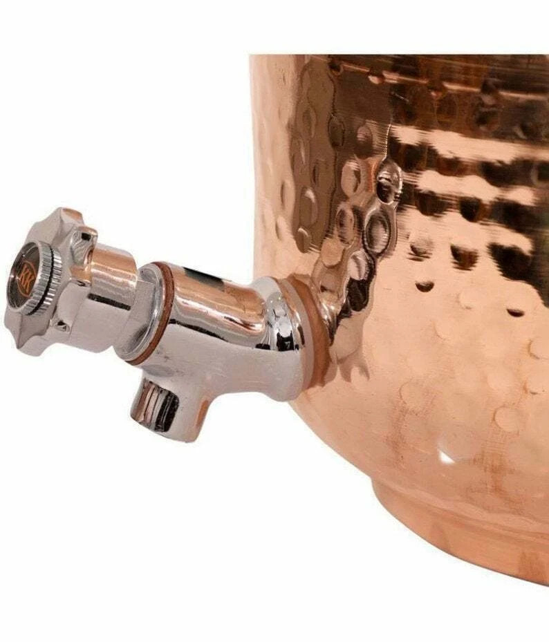 100% Pure Copper Dispenser Handmade Water Pitcher Pot 4L With 2 Serving Glass gallery