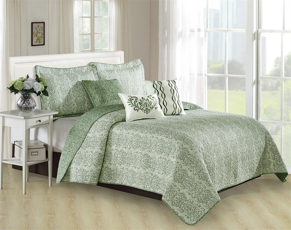 6 Piece Mayfair Printed Microfiber Quilt Bedspread Coverlet Set Queen King Size gallery