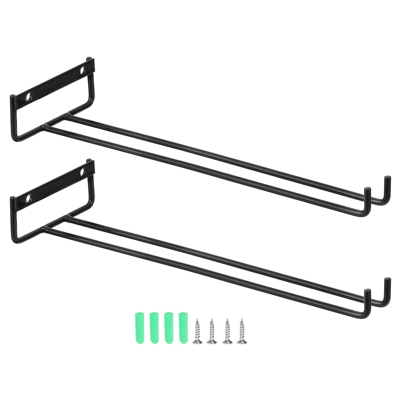 11.81 Inch Iron Wine Glasses Rack for Cabinet Kitchen, Black, 2Pcs gallery