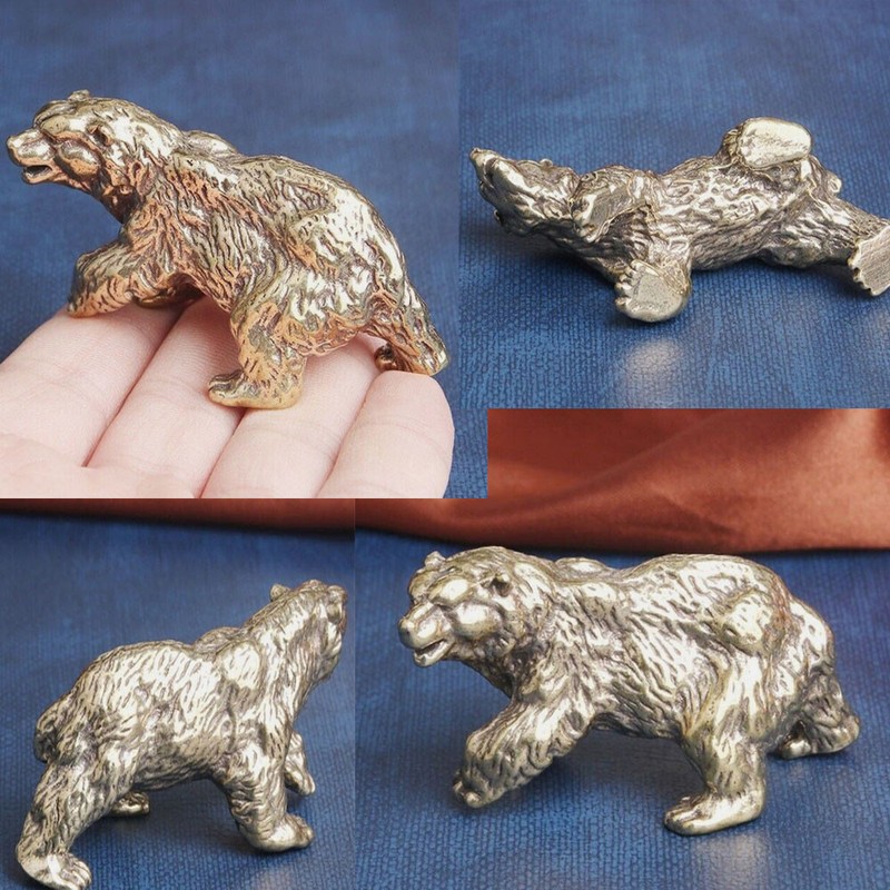 Solid Brass Bear Figurine Statue Animal Figurines Toy House Desktop Decoration gallery