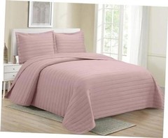 MK Collection Embossed Modern Quilt Oversized Coverlet Full/Queen Pink