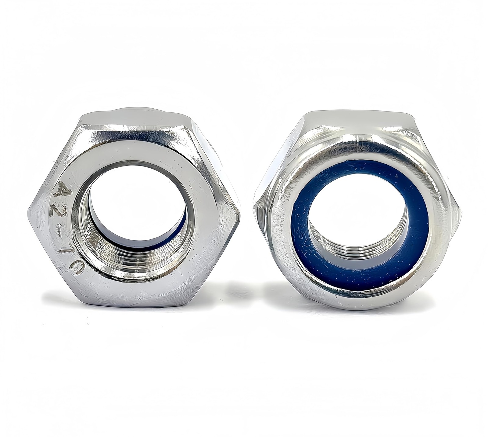 20Pcs M10 x 1.25mm Nylon Insert Hex Lock Nuts, 304 Stainless M10x1.25, Silver gallery
