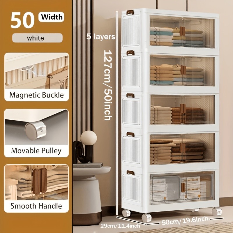 Layer Extra Large Storage Cabinet, Multi-Layer Foldable Storage Box with Door gallery