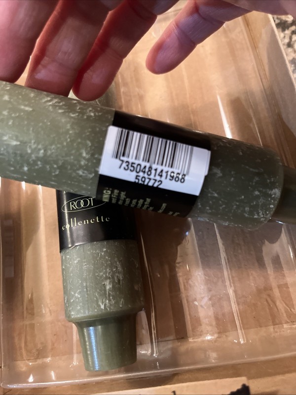 Root Timberline Collenette Dark Olive Green Taper Candles 5” Set of 2 gallery