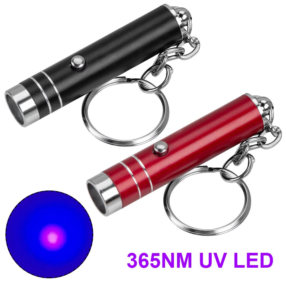 2X Mini UV LED Blacklight Light Flashlight Keychain Cash Inspection Lamp Torch gallery